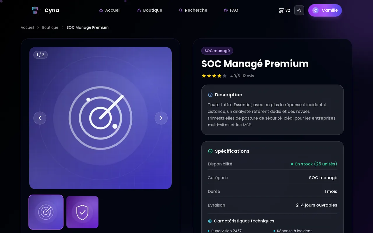 cynastore — fiche produit — galerie et spécifications