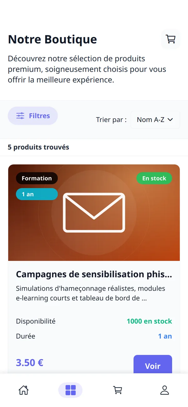 cynastore — app — boutique filtrable