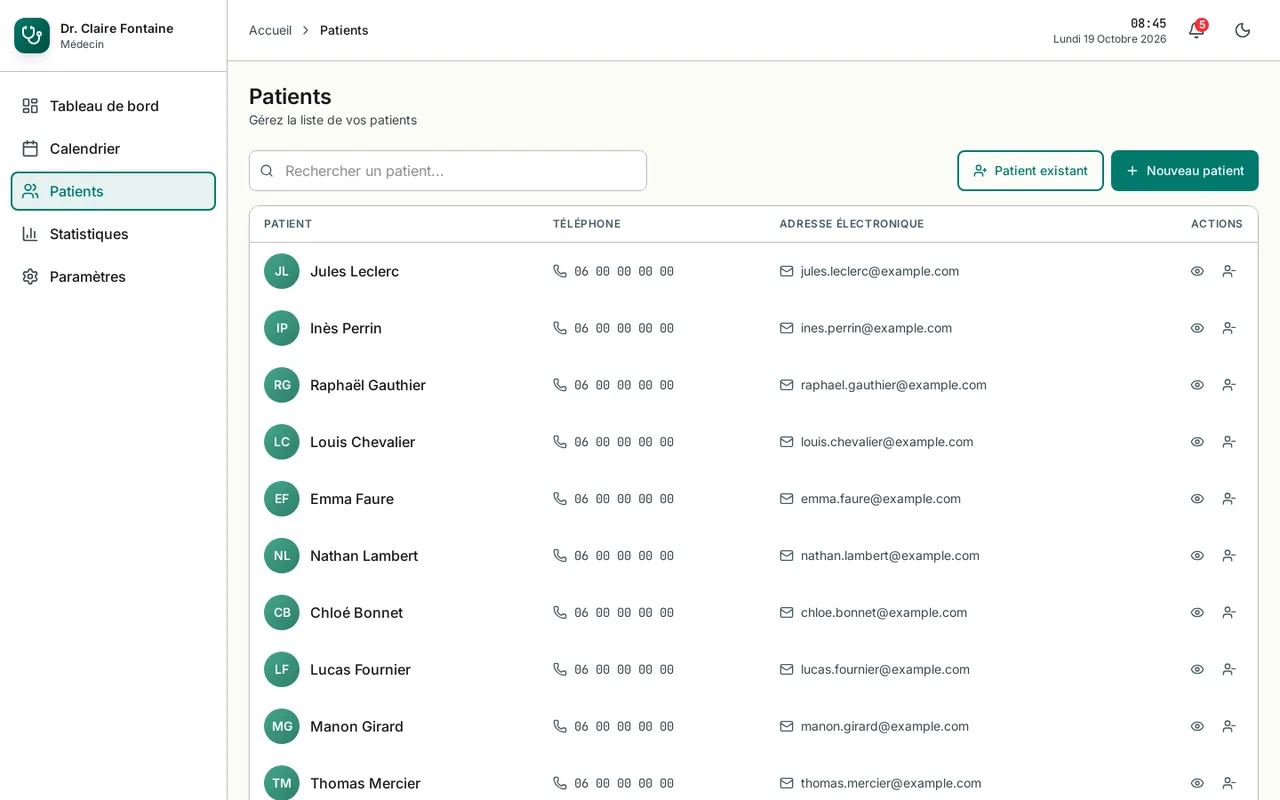 m1-medecin — liste des patients