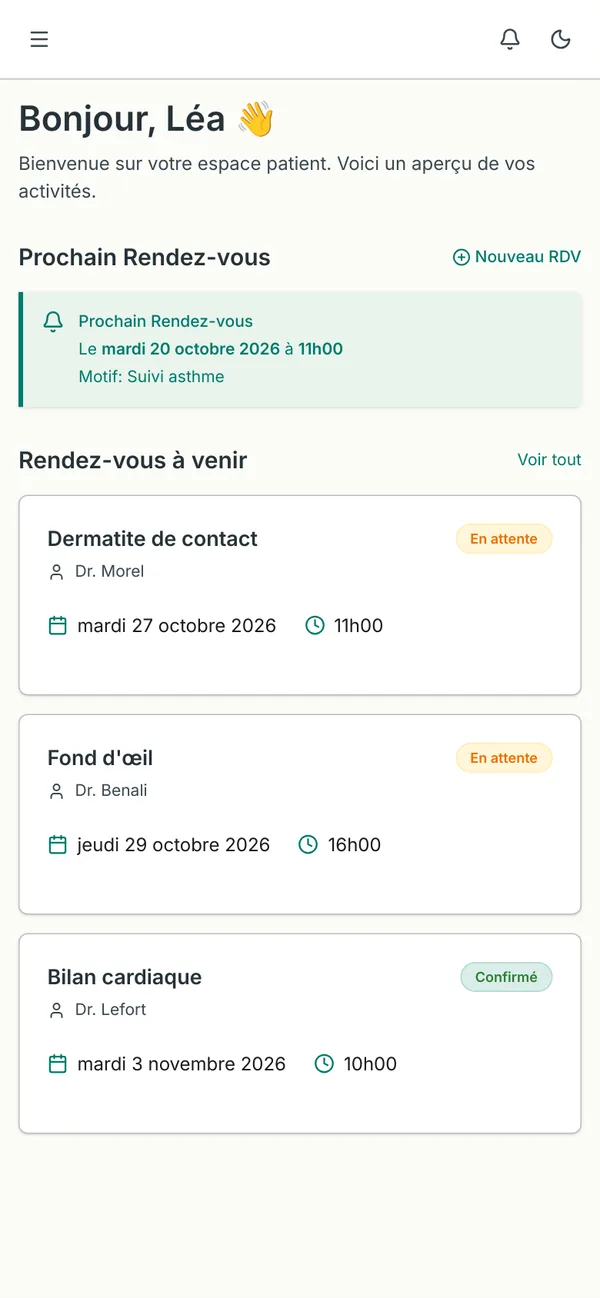 m1-medecin — portail patient — accueil