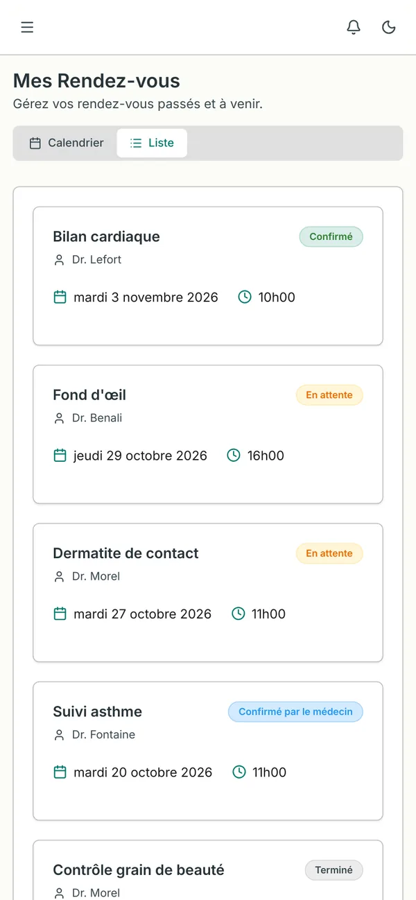 m1-medecin — mes rendez-vous