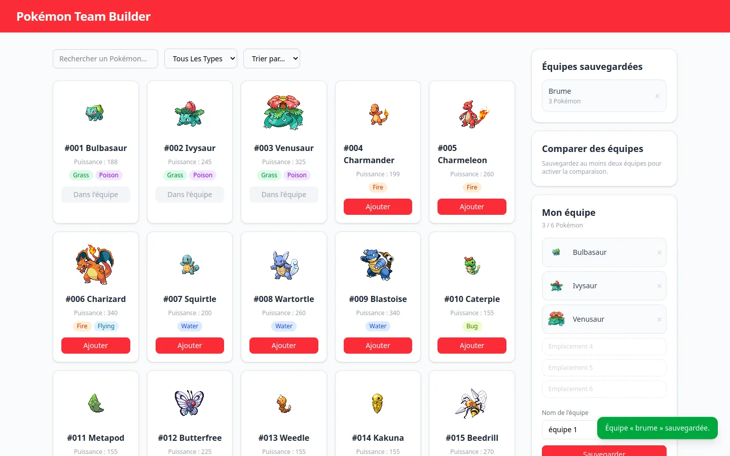 pokeplusplus — une équipe sauvegardée et la notification, sprites publics