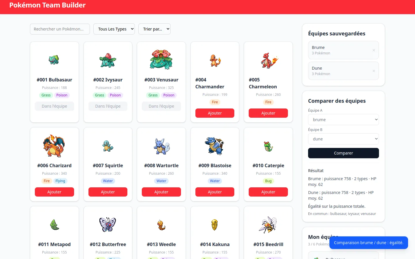 pokeplusplus — comparaison de deux équipes, sprites publics